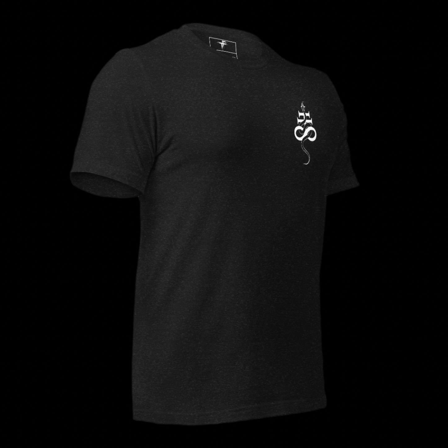 Black t-shirt with white logo