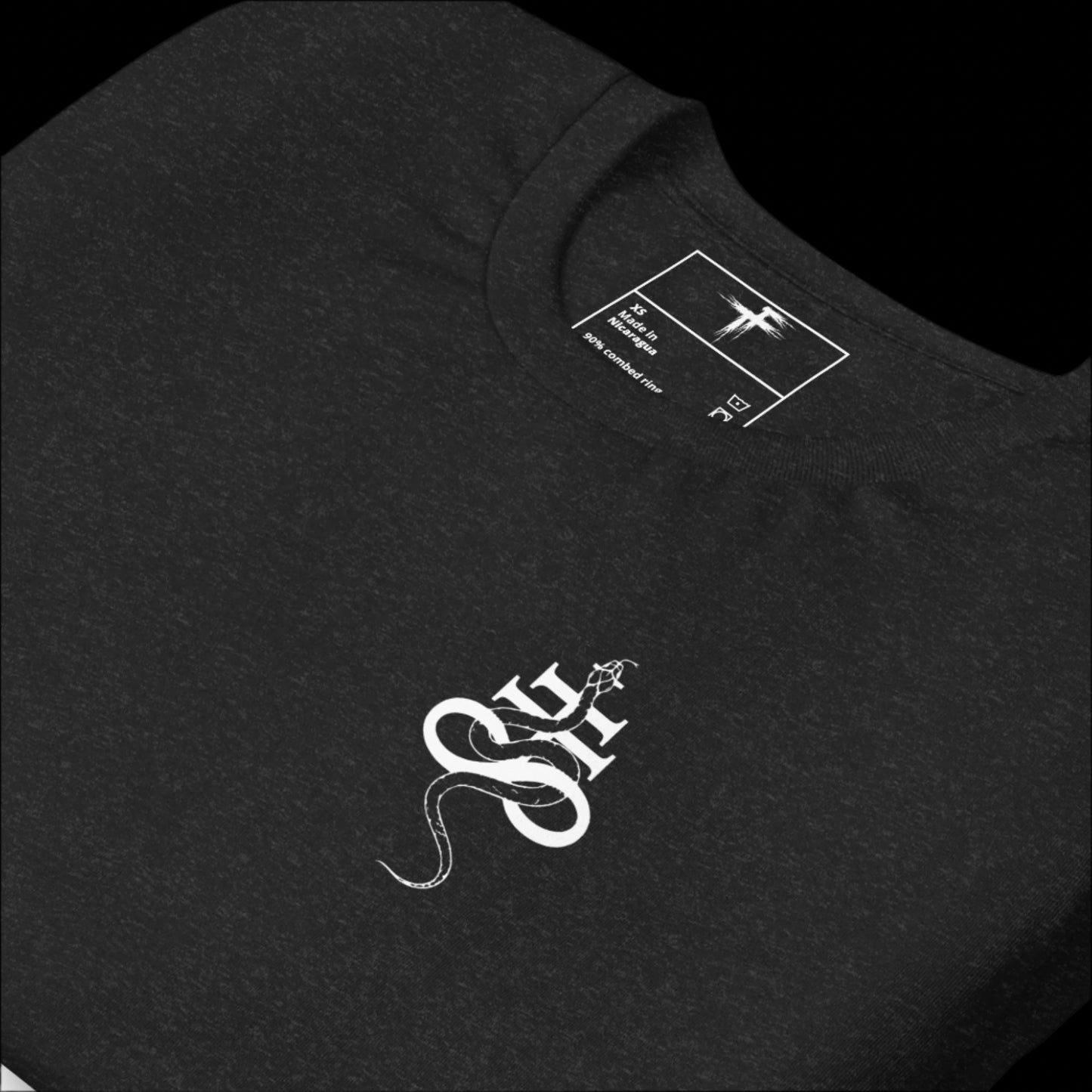 Black t-shirt with white logo