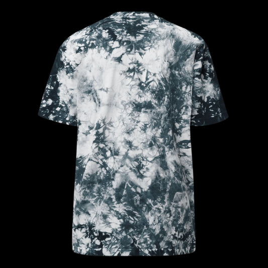 Tie-dye t-shirt with black and white pattern 